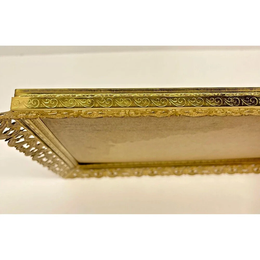 Vintage MCM Ornate Gold Filigree 8x10 Picture Frame Tabletop or Wall Mount
